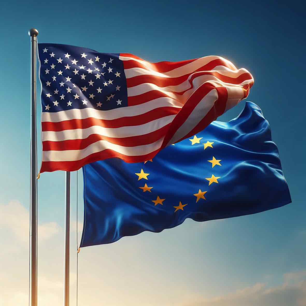 Drapeaux des etats unis et de l'europe