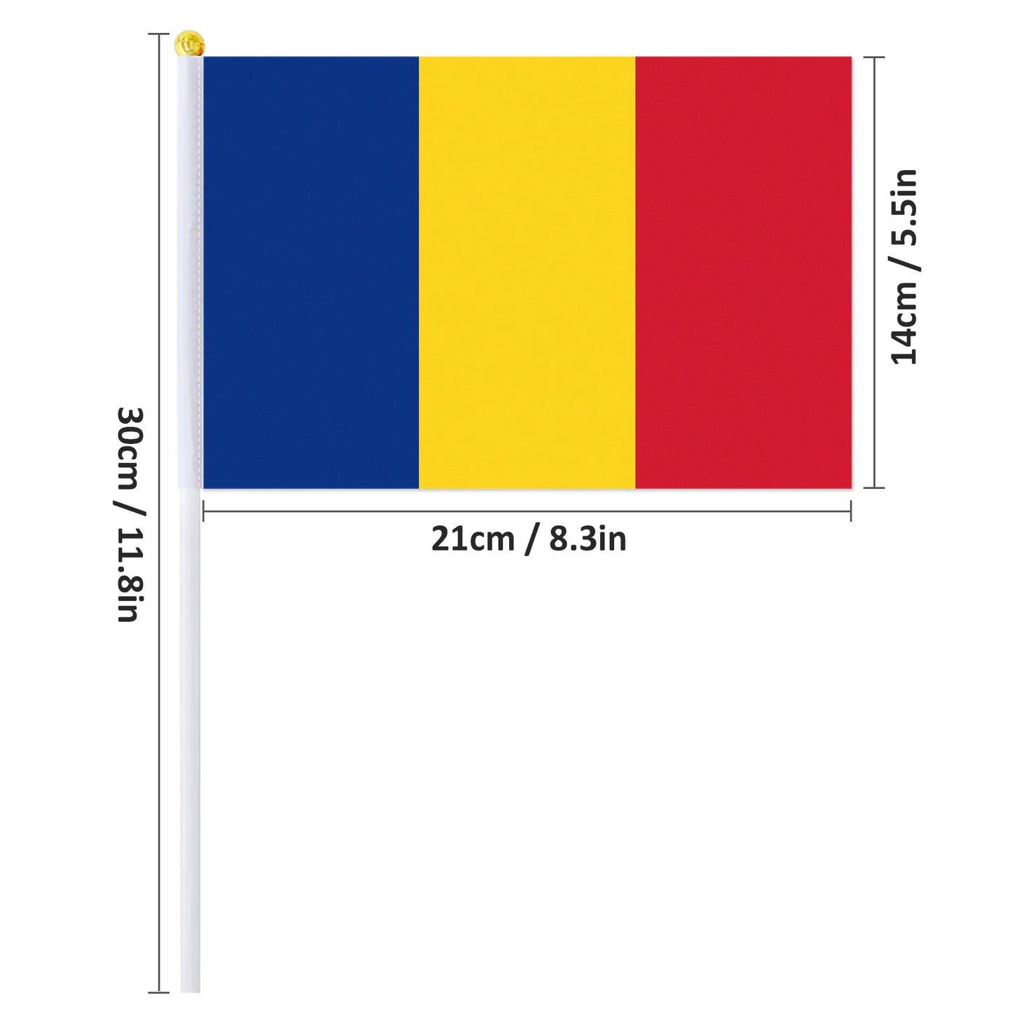 Drapeau à main de la Roumanie