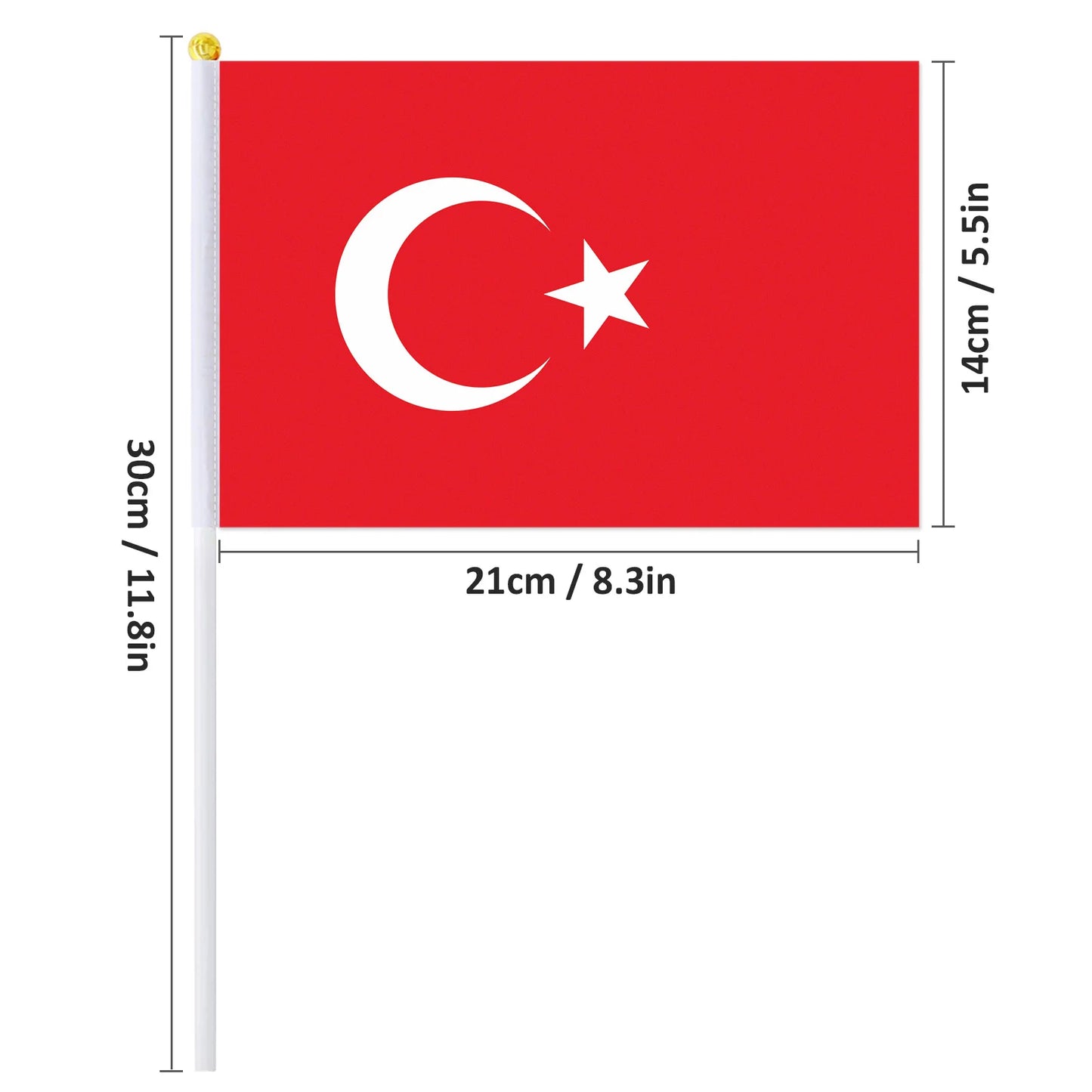 Drapeau à main de la Turquie